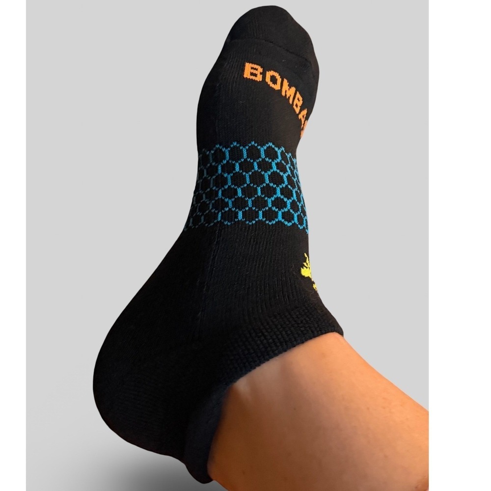 Bombas Ankle Socks Sz M 12 Pair Black Honeycomb Unisex W 8-10.5 M 6-9 FREE SHIP - Picture 9 of 10